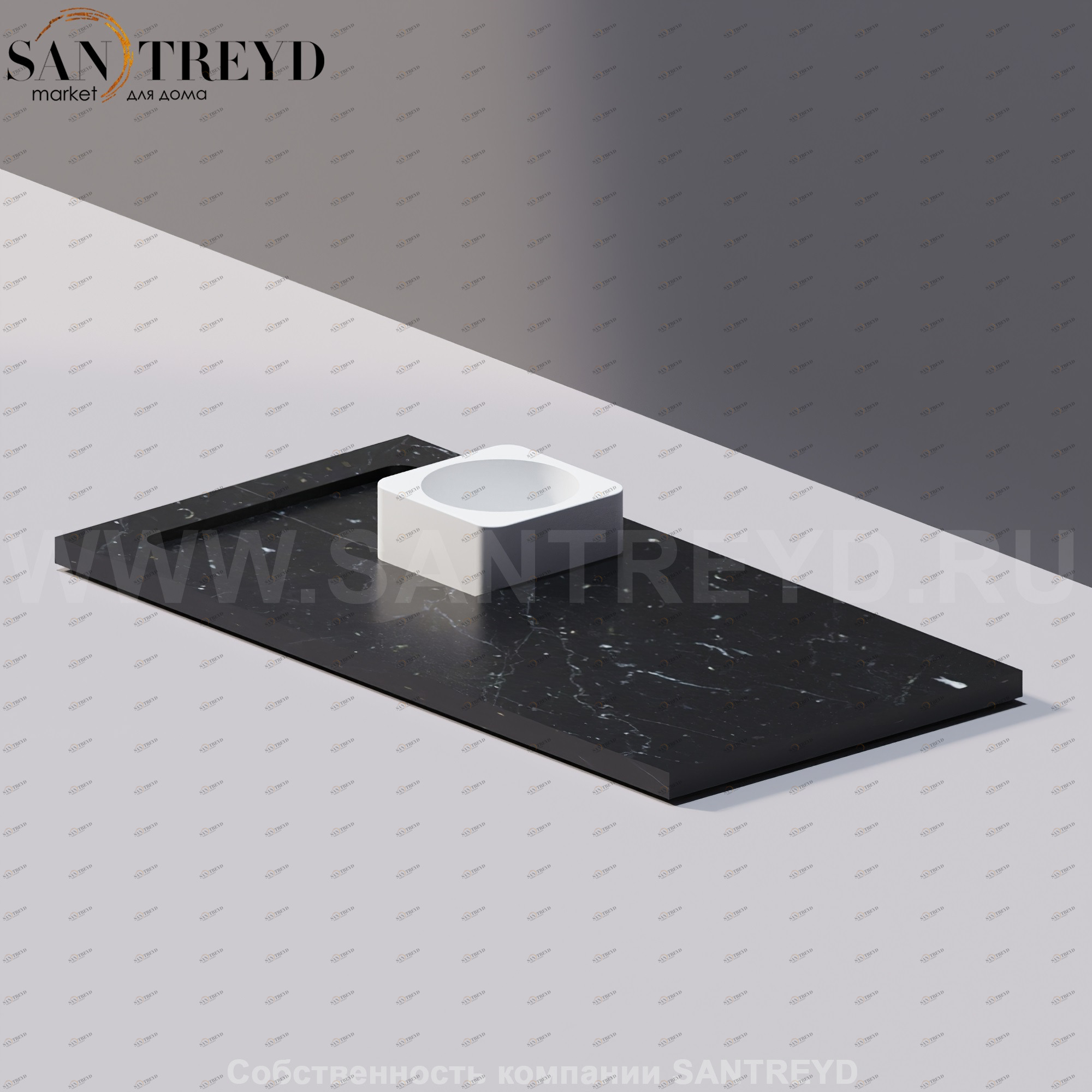 Agape SURF Мыльница / Универсальный лоток 20 см из черного мрамора ACOM627NM