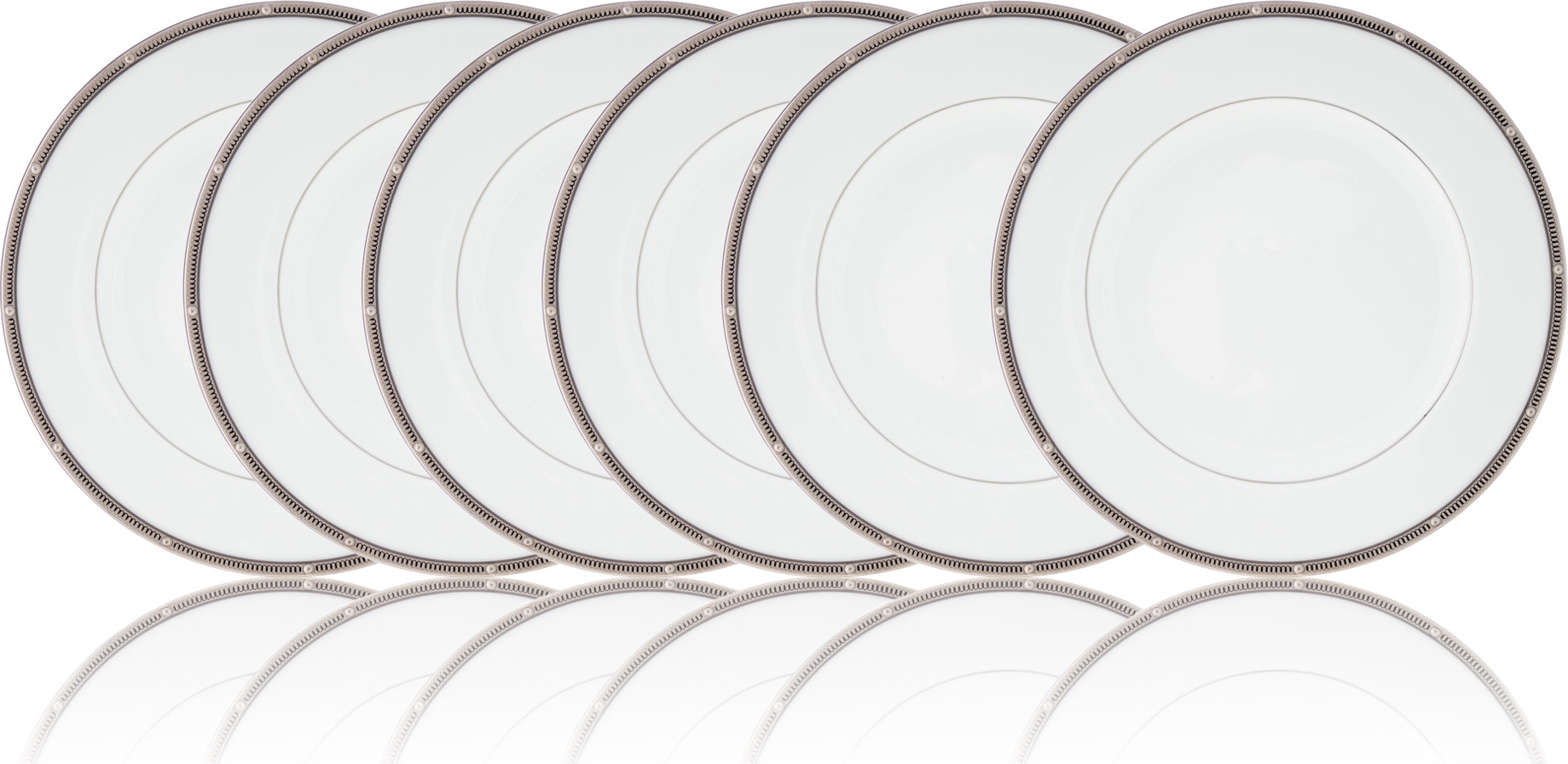 10665338 Noritake Набор из 6 тарелок обеденных Noritake "Рочель,платиновый кант" 27см Фарфор костяной 