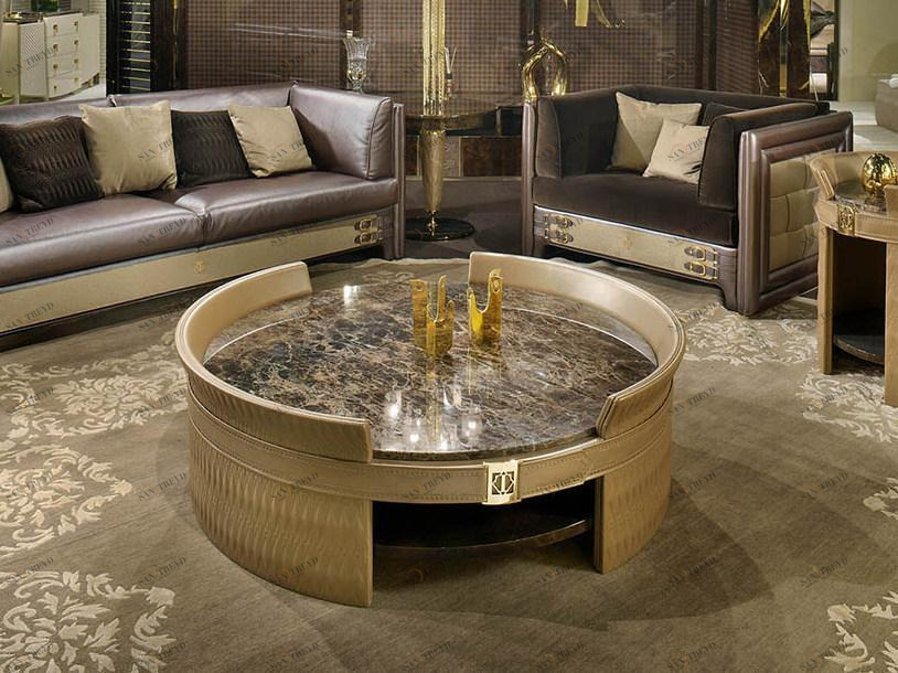 Turri Низкий круглый мраморный журнальный столик Numero tre sun-id-1435783