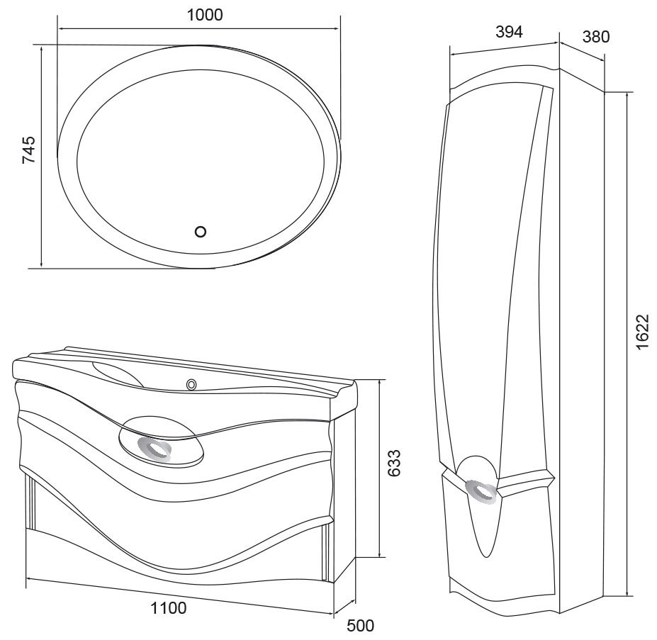 У40418 Тумба с раковиной Eclipse 110, 1я, White 1 Marka Eclipse - Вид №5