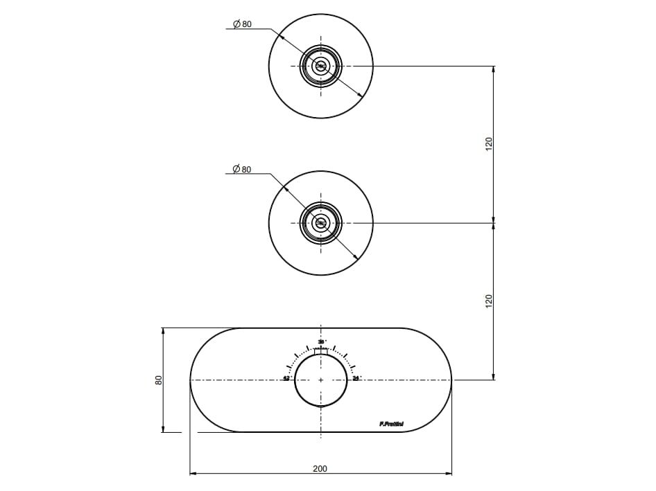 Термостатический смеситель для душа с 3 отверстиями Rubinetterie Frattini отдельная эстетика ARCH-00056277 - Вид №7