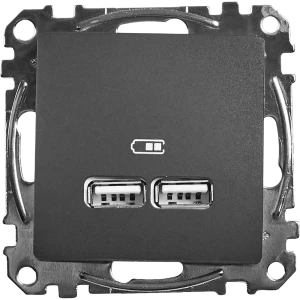 Розетка USB встраиваемая Systeme Electric Sedna, цвет антрацит