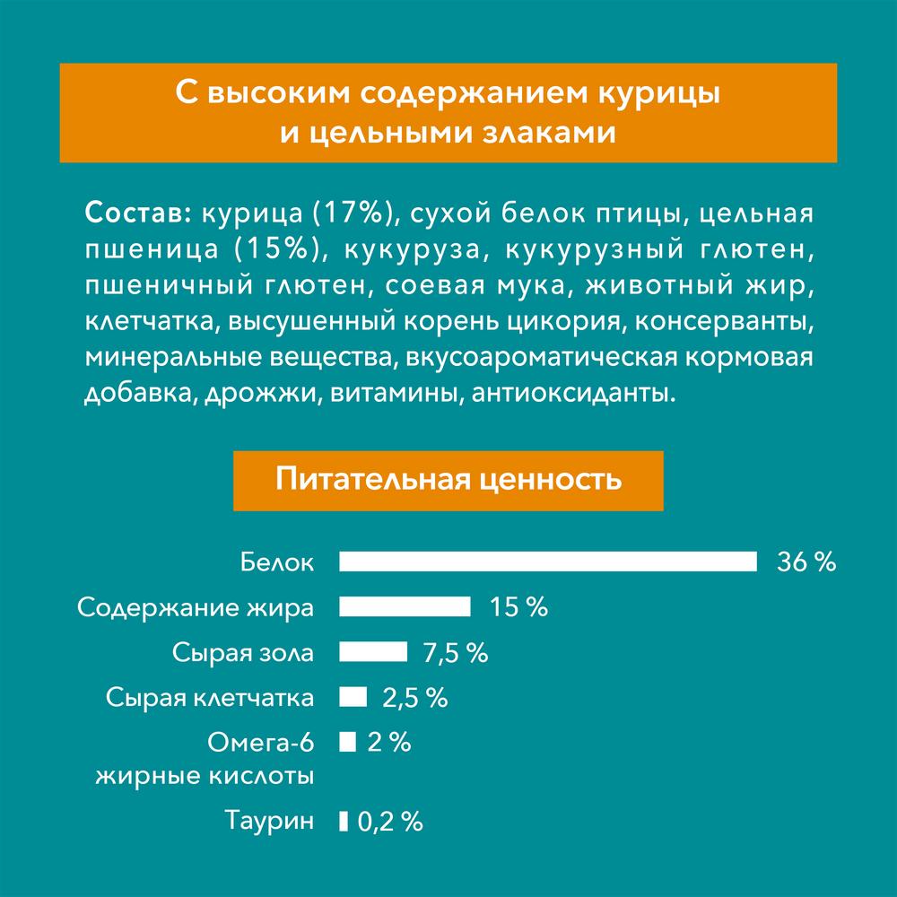 ПР0059660 Корм для кошек 11+ для пожилых, курица, цельные злаки сух. 750г ONE  - Вид №4