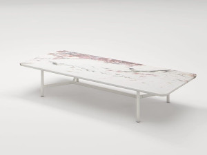 Мраморный прямоугольный низкий журнальный столик