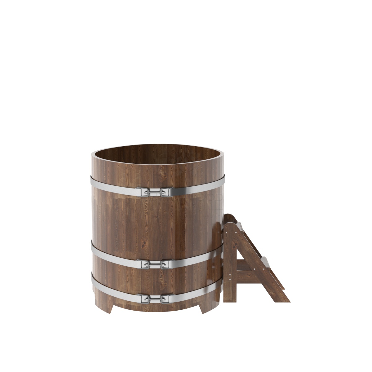 1511 Купель овальная из сращенных ламелей лиственницы 0,92х1,66х1,0 морёная Alyarus  - Вид №2