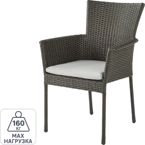 Кресло садовое Naterial Noa Fix 61.5x86x61.5 см искусственный ротанг серый/чёрный
