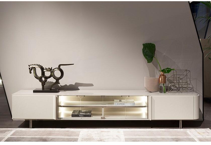 Turri Тумба под телевизор из лакированной древесины с кожаными распашными дверцами Zero sun-id-1383733 - Вид №1