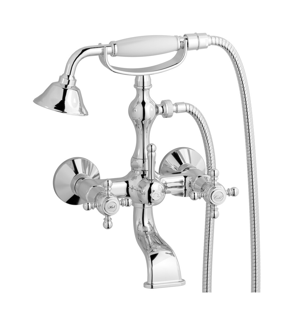 Настенный смеситель для ванной в комплекте с душевым гарнитуром WE ARE IB hr250cc Chrome Hermes