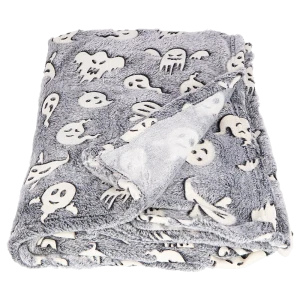 89337312 Плед светящийся Ghosts 140x200 см фланель цвет черный STLM-1436758