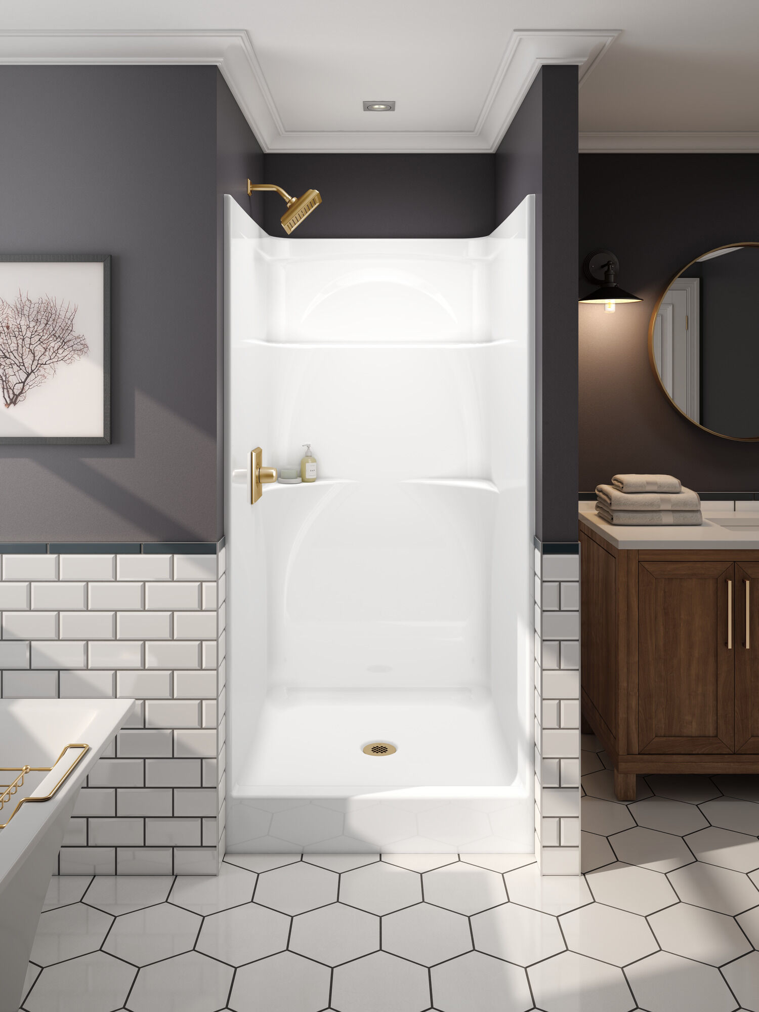 Цельный душ 36 x 37 дюймов Delta Faucet 213637AC00 - Вид №3