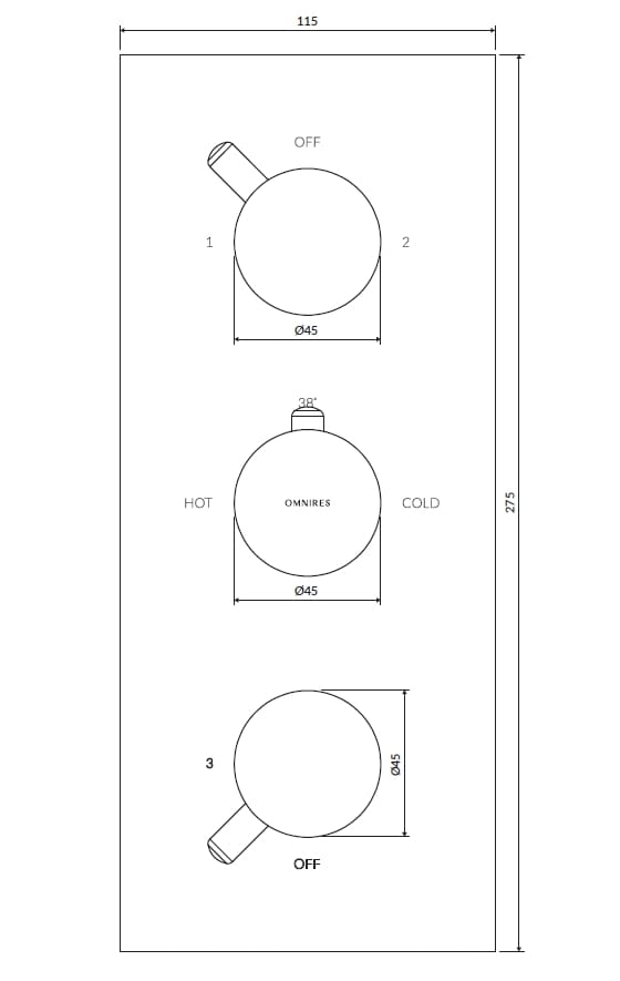Встраиваемый термостатический смеситель для душа/ванны OMNIRES Y Y1238/KRO ARCH-00050144 - Вид №5