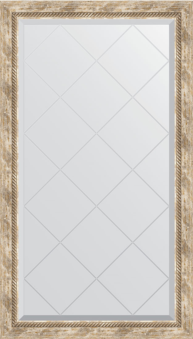 BY 4220 Зеркало с гравировкой в багетной раме - прованс с плетением 70 mm EVOFORM Exclusive-G