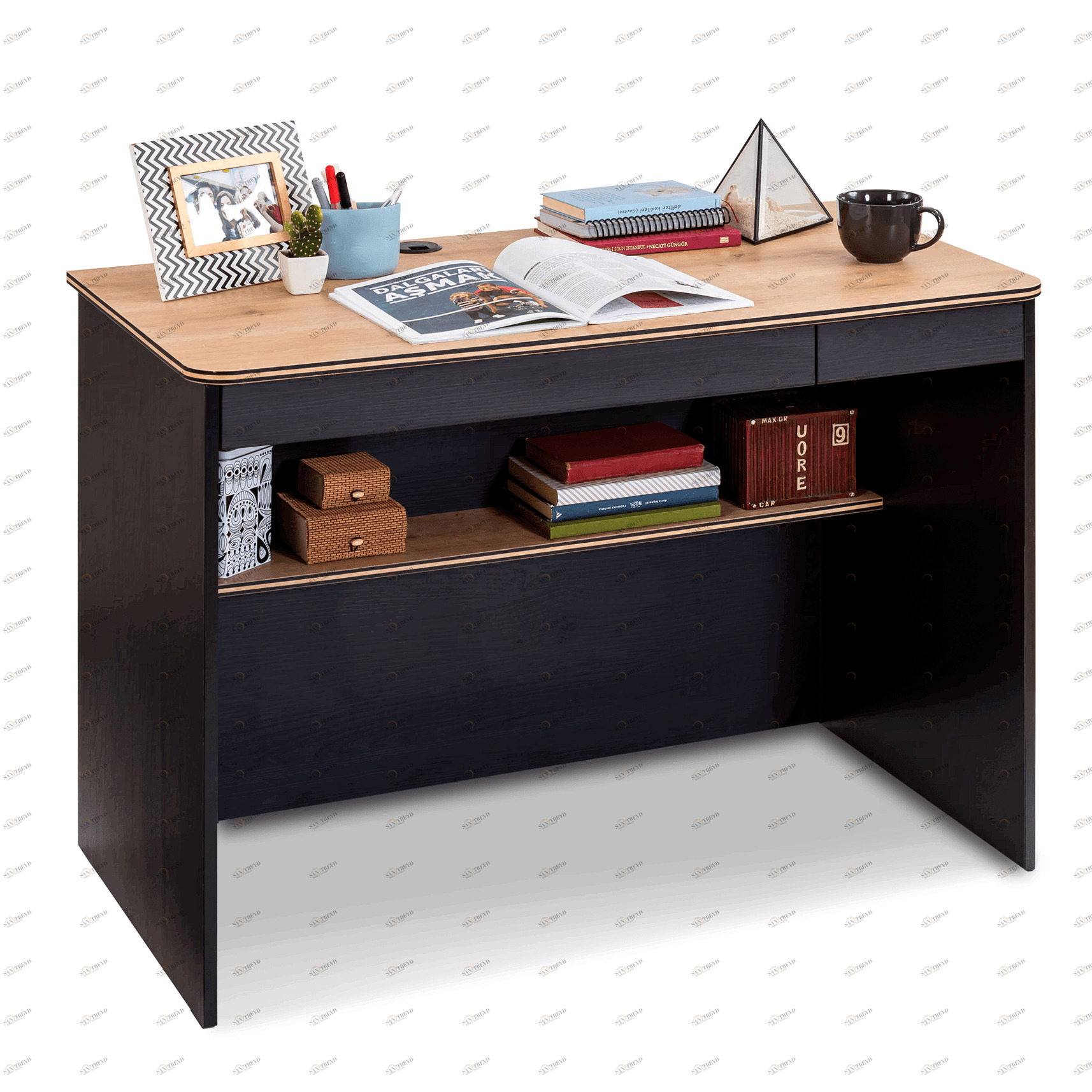 Письменный стол с полками 110 см черный Black M CILEK BLACK 00-3832438 Черный Santreyd