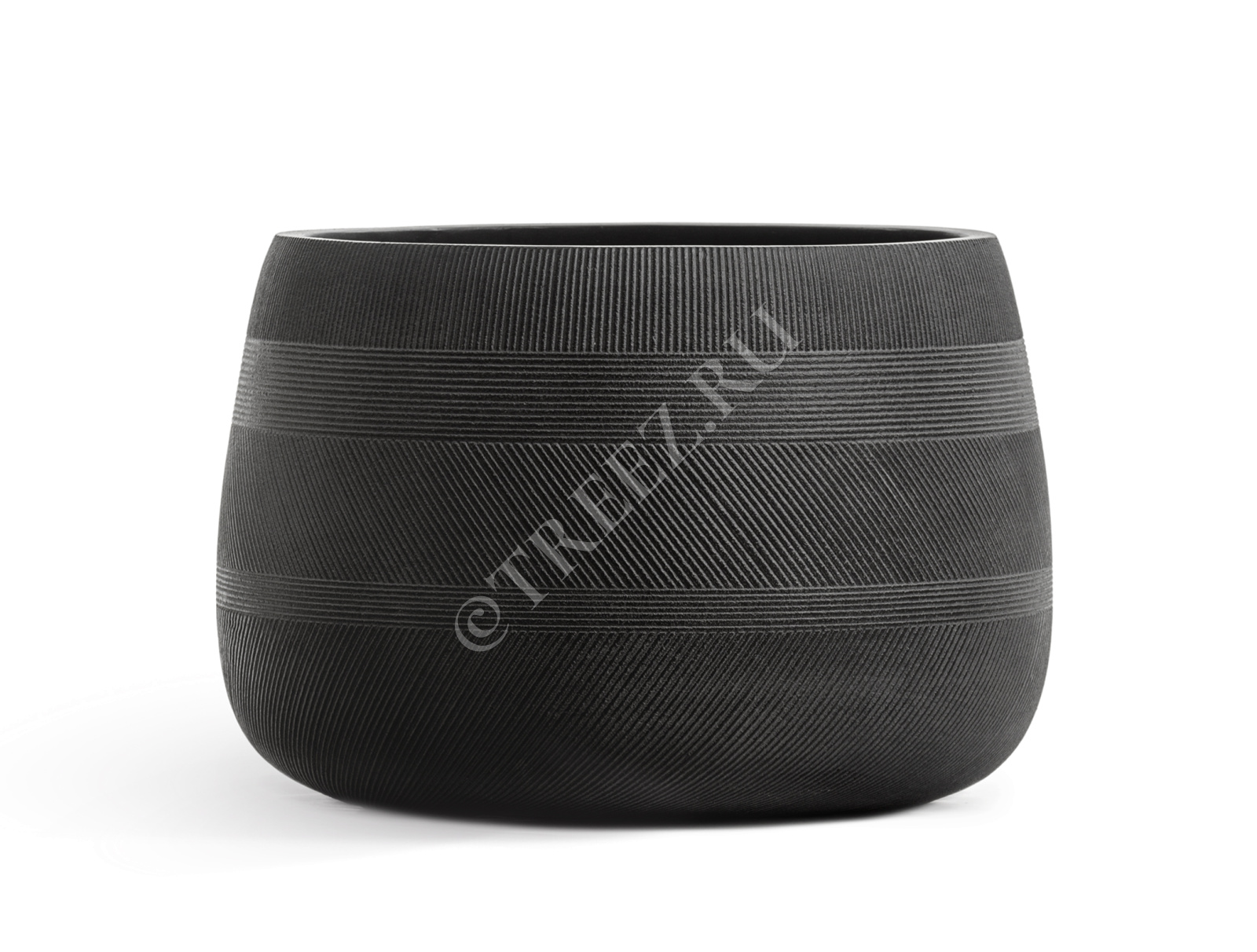 41.1020-0044-BLW-42 Кашпо  ERGO - серия Graphics - Низкая чаша - Чёрный графит Цветочная коллекция  - Вид №1