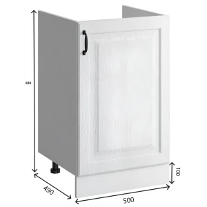 91609774 Напольный шкаф под мойку Bvmebel Romeo 50x82x47 см фасад МДФ цвет белый дуб STLM-1476642