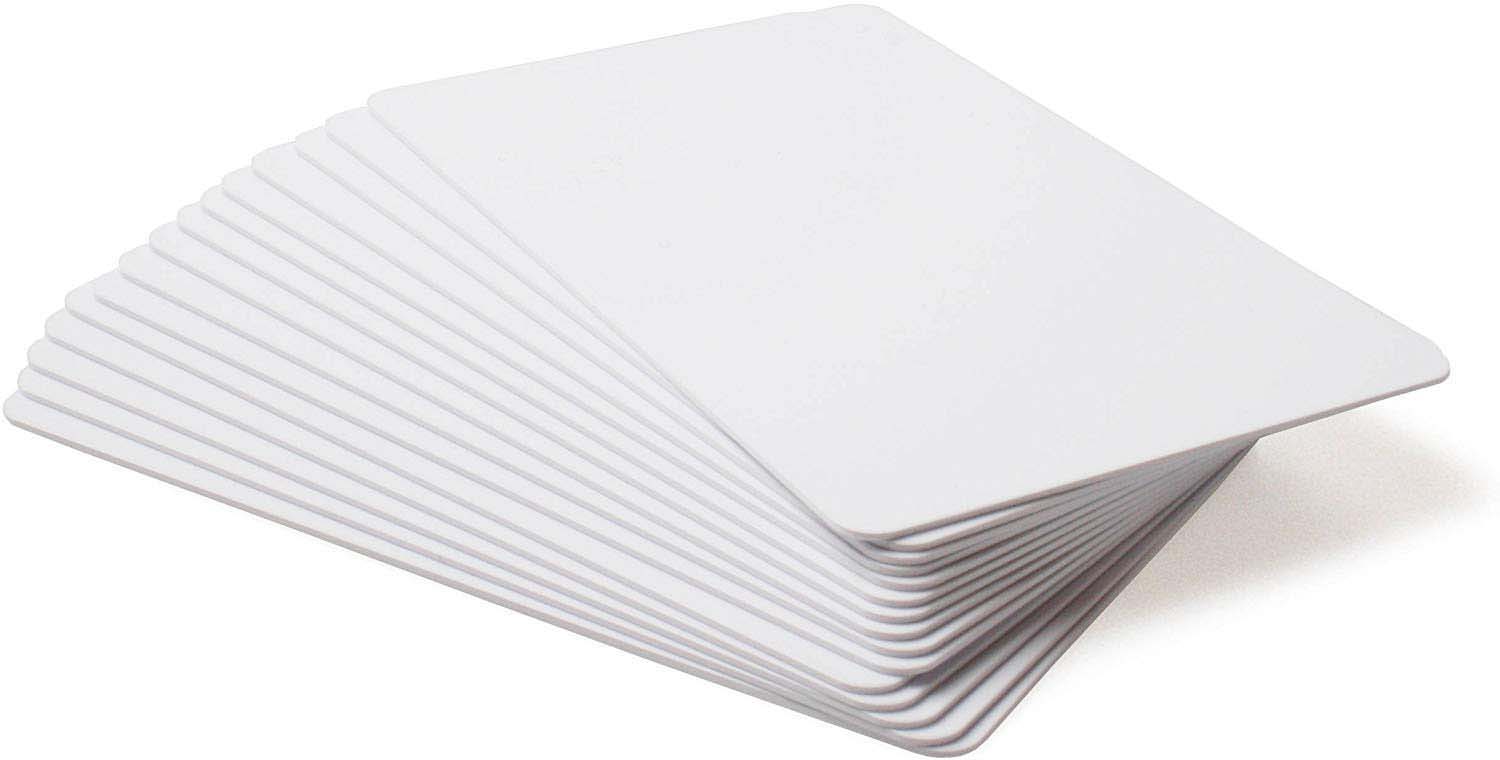 104523-010 white pvc cards, 10 mil pvc adhesive back with 14 mil mylar release liner, 24 mil total thickness (500 cards) Zebra Santreyd 