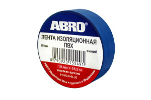 16330264 Изолента INDUSTRIES INC 19 мм х 18.2 м, синяя ET-912-20-BL-R ABRO
