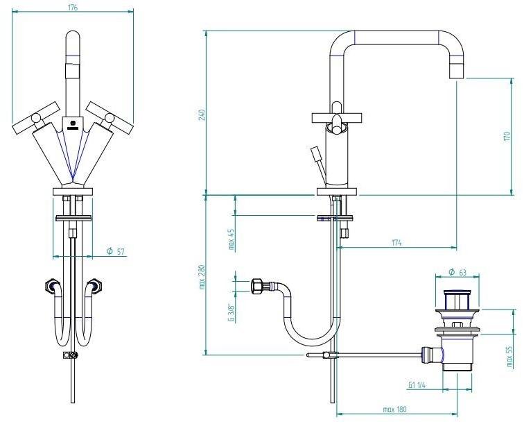 ZAZZERI Смеситель для раковины на одно отверстие с отдельными розетками Da-da sun-id-1489488 - Вид №2