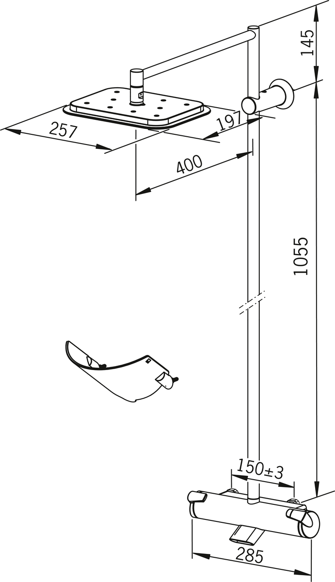 Oras 7191 Смеситель с верхним душем rain shower 7191 Optima Хром  - Вид №3