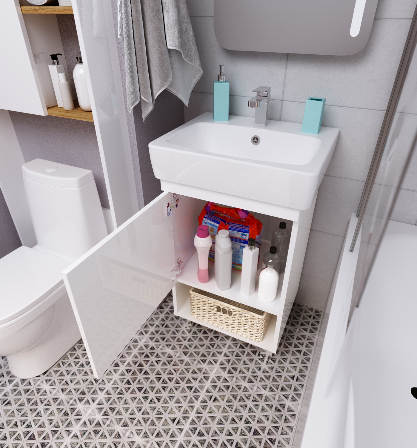 У76059 Тумба Tera 55Н 1д. Белый глянец 1 Marka TERA - Вид №2