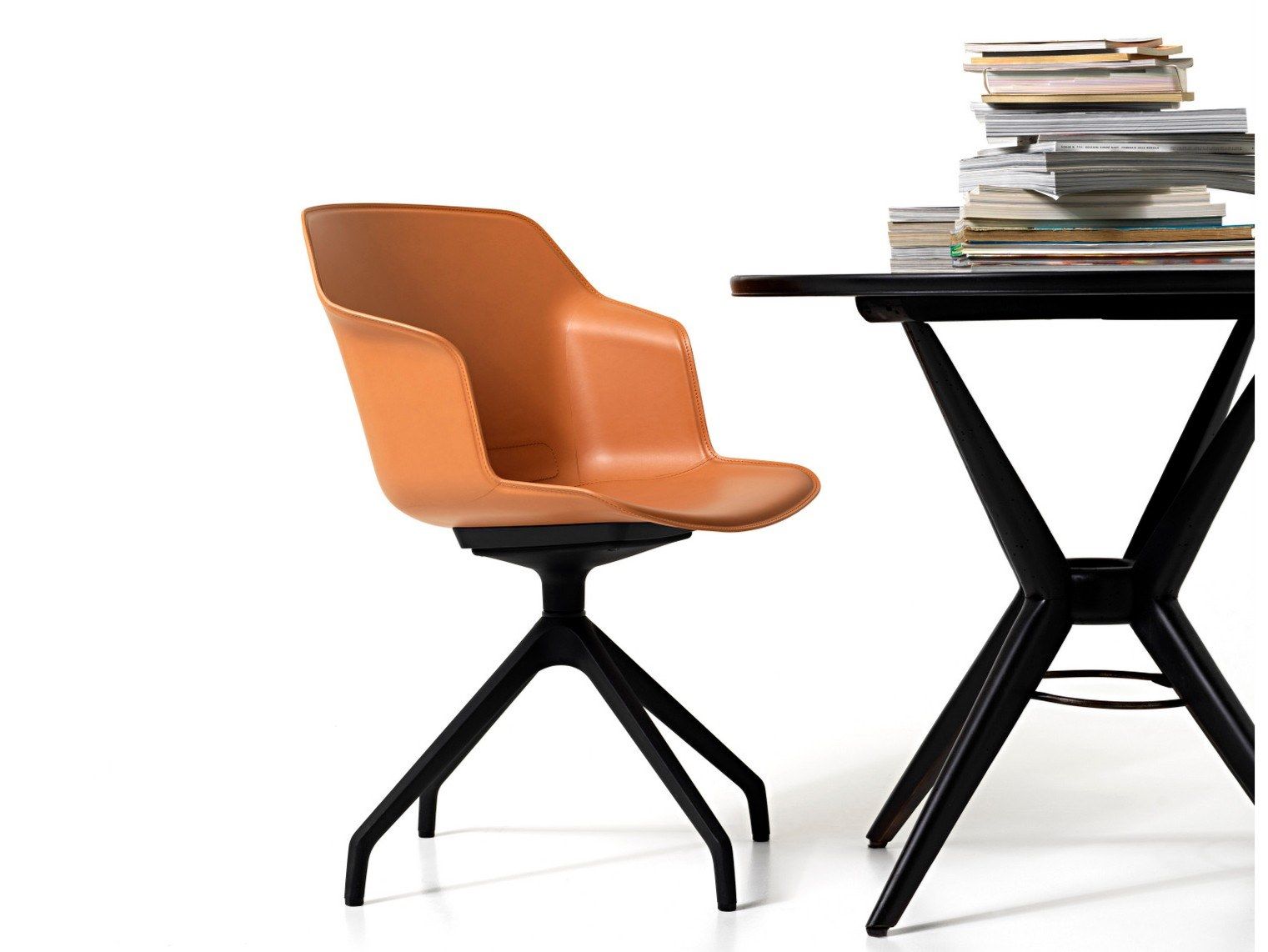 Кожаный операционный офисный стул с подлокотниками на насесте Diemme Clop ARCH-00037513 - Вид №4