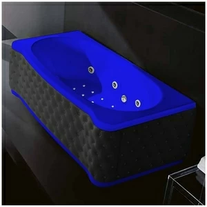 Ванна Gruppo treesse New Classic Young ATC-V674Q-SX-KC-SI синяя с гидромассажем аэромассажем и дезинфекцией прямоугольная левая чёрная кожа