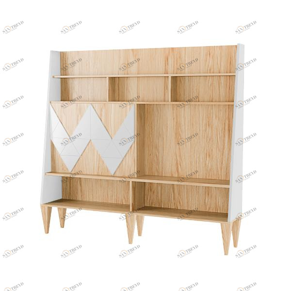 Стеллаж деревянный с дверцами и полками белый Woo Wall WOODI  00-3966178 Бежевый;белый 