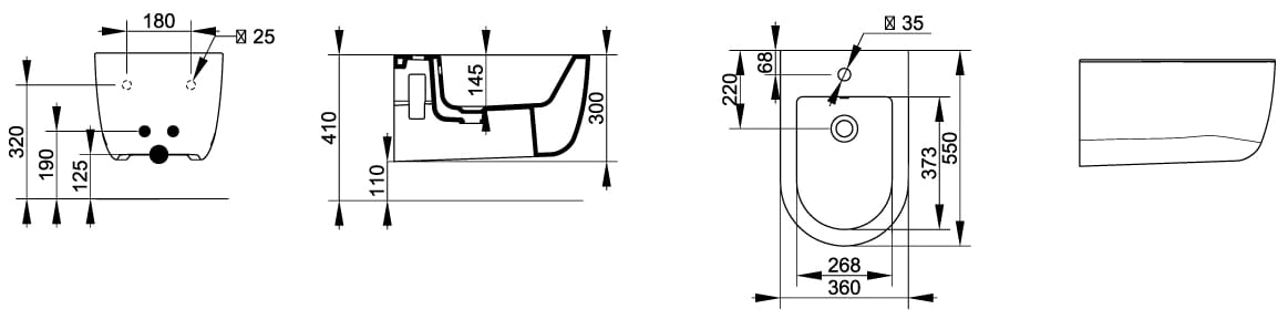 Керамическое подвесное биде с переливом Ceramica Dolomite круглый мирт ARCH-00040560 - Вид №2