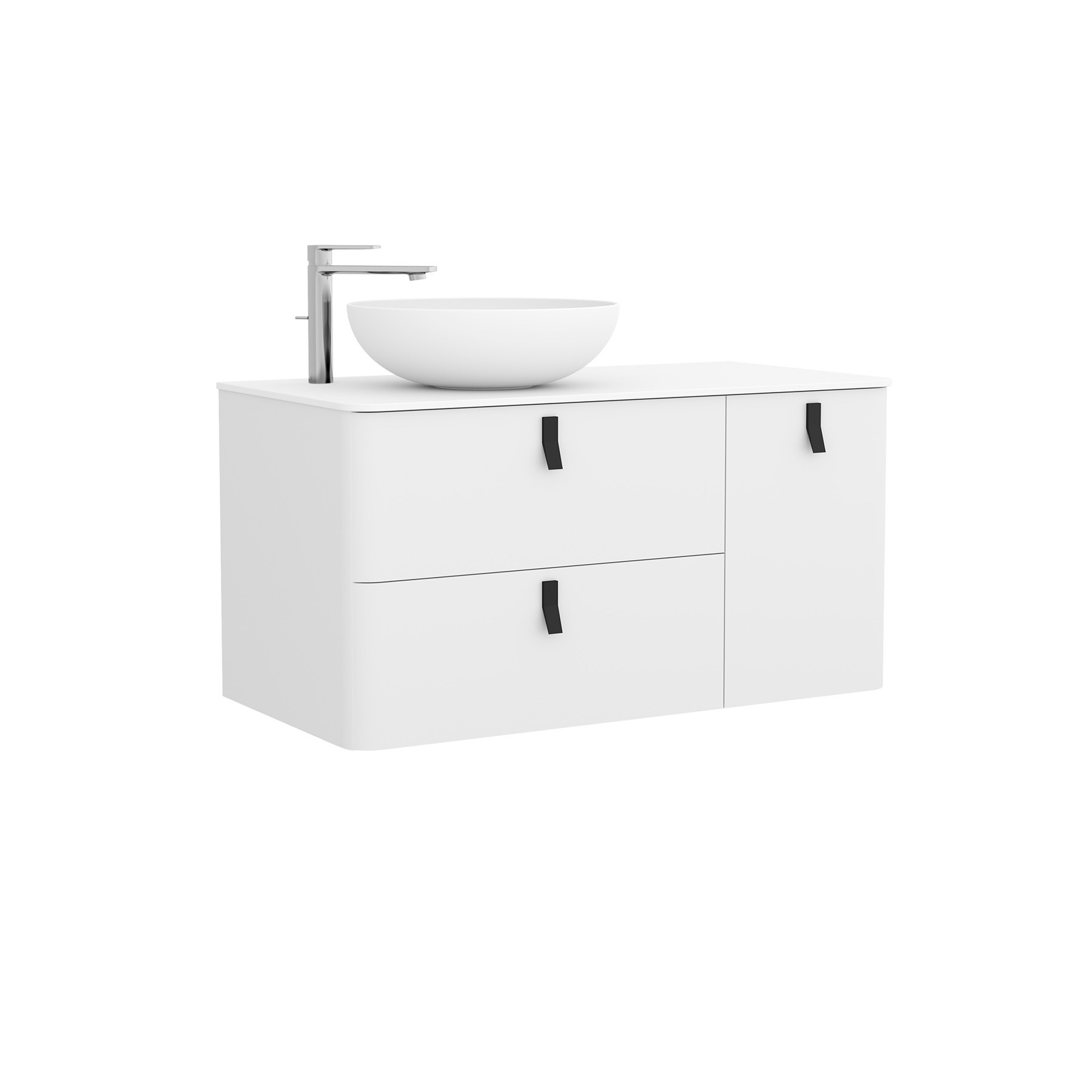 24626 SALGAR Мебель для умывальника UNIIQ 1200 правая MATT WHITE 1194 x 540 x 450 мм Мягкий белый  - Вид №1