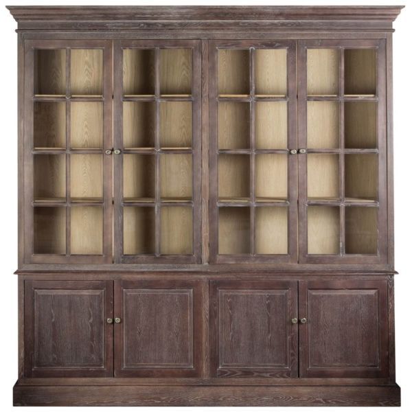 Книжный шкаф со стеклянными дверцами большой коричневый PUSHA MH INTERIORS 062940 Коричневый  - Вид №1