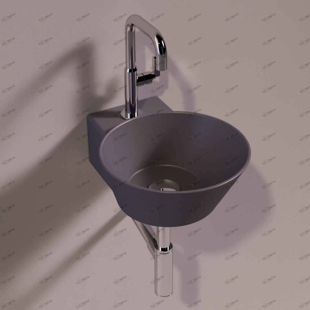 WA05ANTRACITEMATT Подвесная раковина настенная круглая Simas  черная 