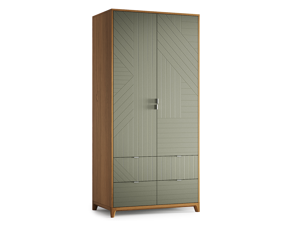 Шкаф распашной двухдверный с ящиками зеленый Case №4 THE IDEA  210406 Зеленый  - Вид №1