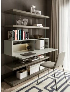 Lago Книжный шкаф из дерева и стекла с письменным столом Air