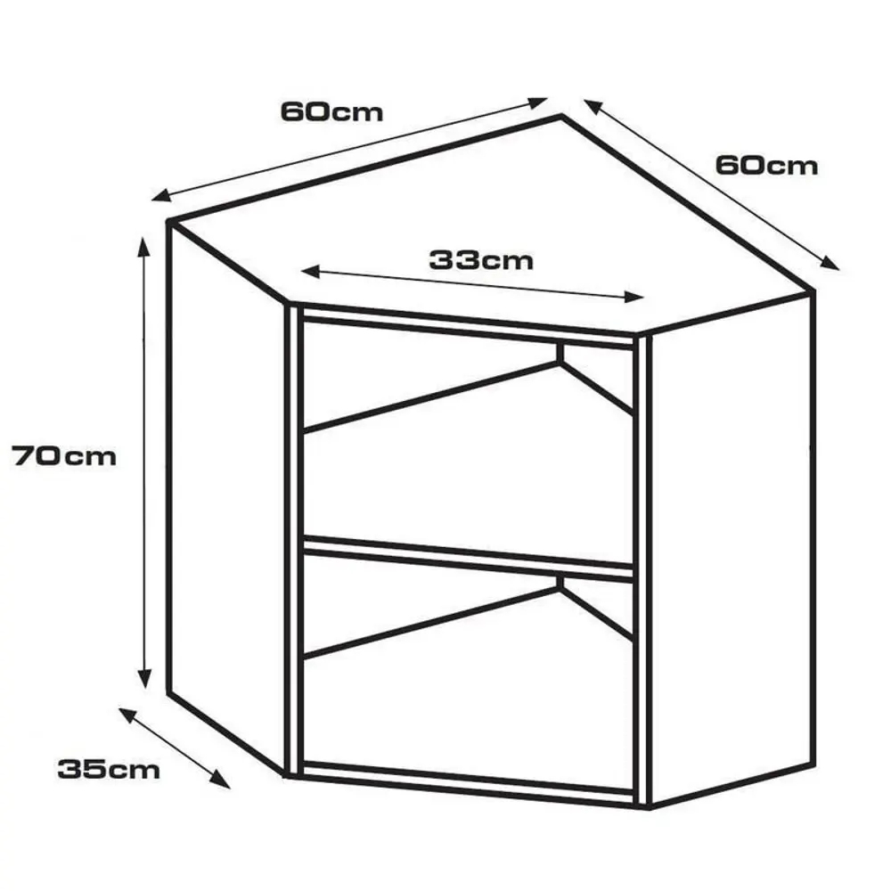Каркас навесной угловой 60x70x60 см, ЛДСП, цвет белый DELINIA STLM-2066549 - Вид №6