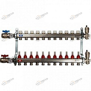Коллектор нерж в сборе 11 выходов с расходомерами STOUT SMS0907000011