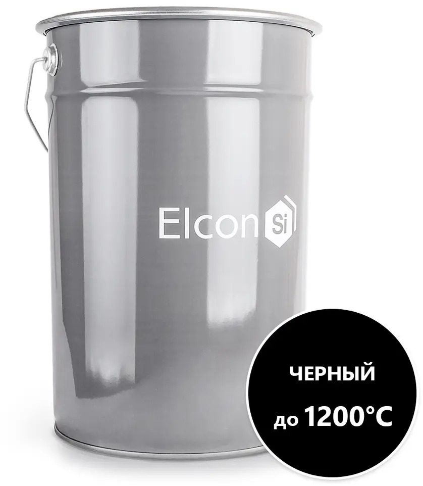 90287510 Эмаль термостойкая матовая Elcon Max Therm 00-00004049 цвет черный 25 л STLM-0852486