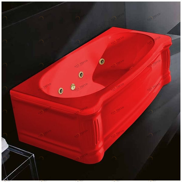 Ванна Gruppo treesse New Classic STD-V6777-DX-K красная с гидромассажем прямоугольная правая  с золотой фурнитурой STDV6777DXKZ