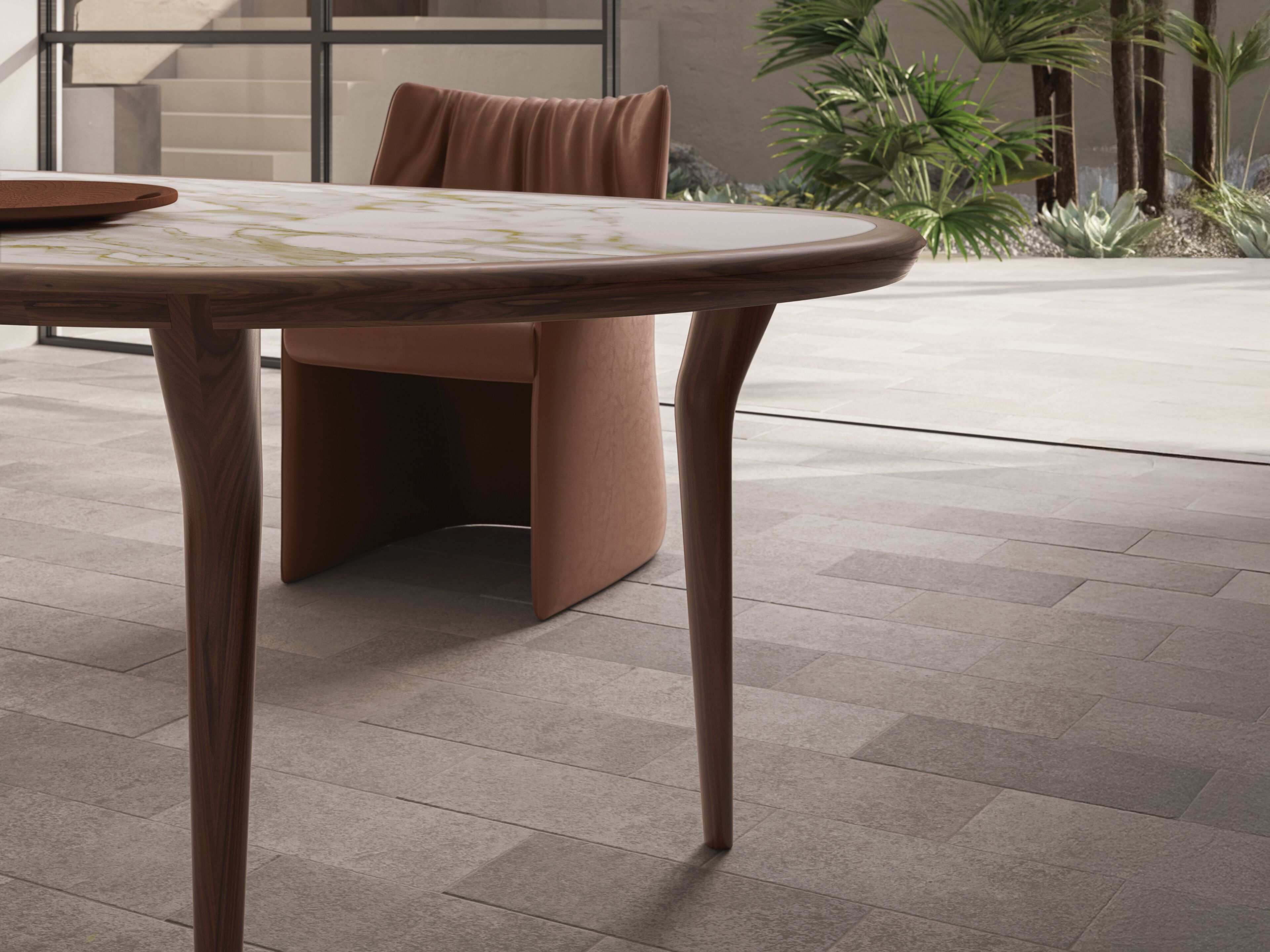 Круглый стол из грецкого ореха Natuzzi Italia пышные ARCH-00145164 - Вид №3