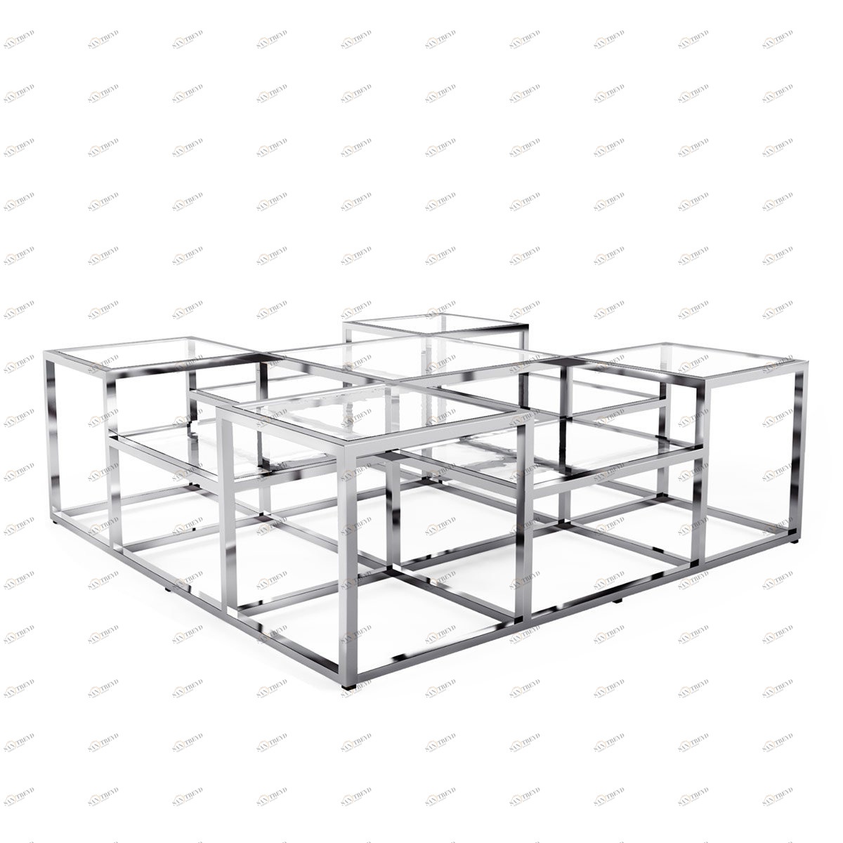 Журнальный столик со стеклянной столешницей 120х120 хром Astoria DELIGHT COLLECTION  00-3882222 Прозрачный;хром 