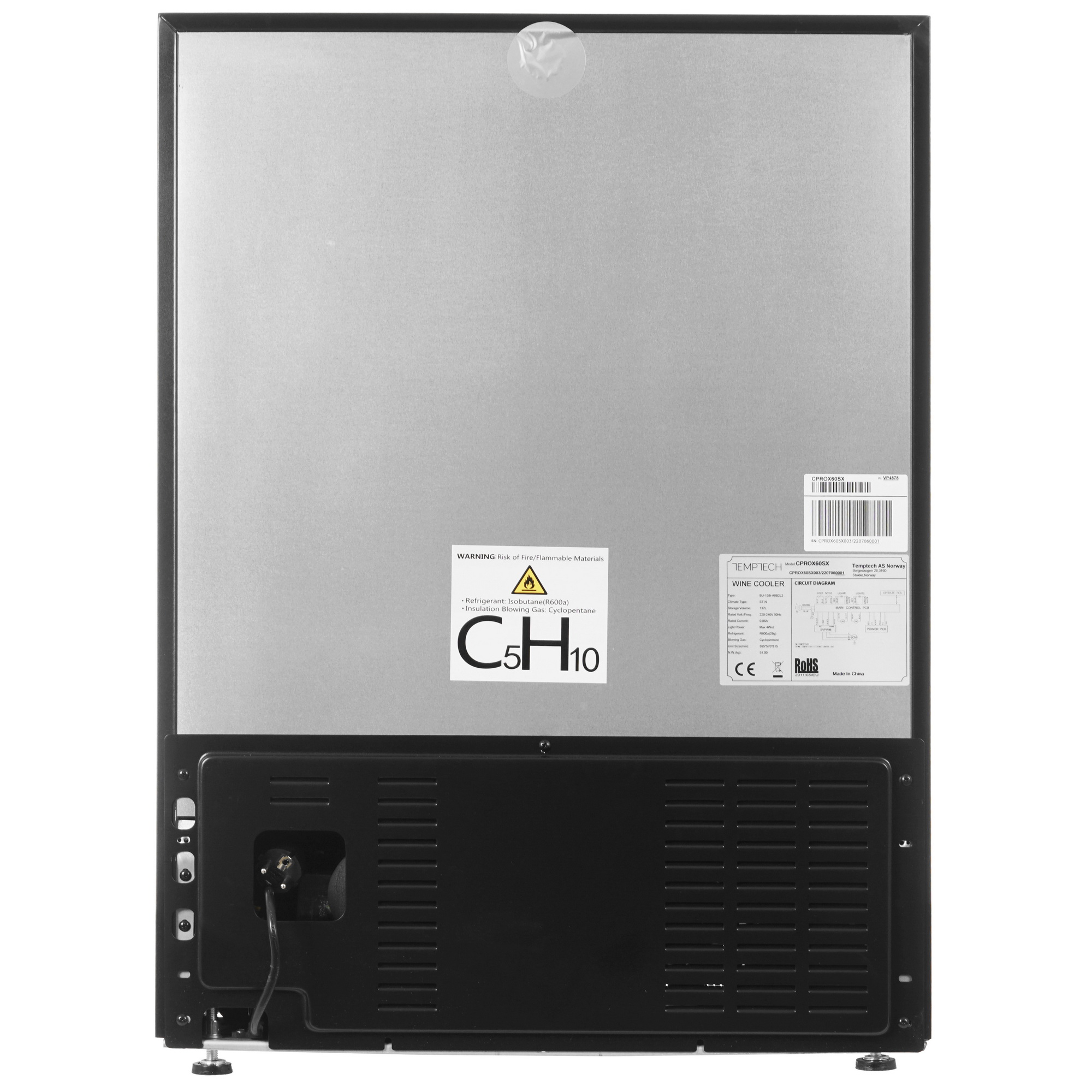 9973846 Винный шкаф Temptech CPROX60SX серебристый STDN-0131860 - Вид №5