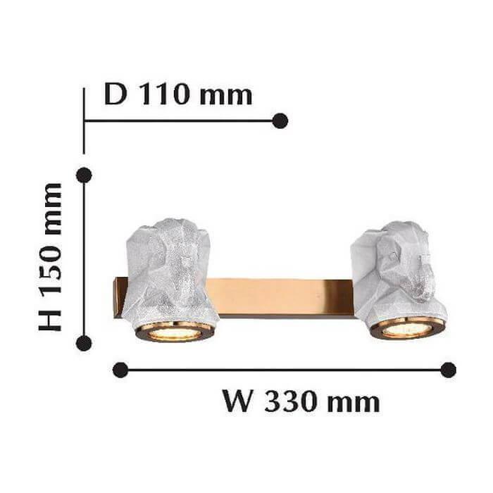 Бра светодиодное на 2 лампы серое Elephant 2322-2W FAVOURITE ELEPHANT 00-3931446 Серый  - Вид №1