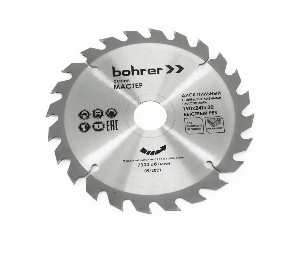 91365110 Диск пильный по дереву Bohrer 38219024 24Т 190x30x3 мм STLM-0846770