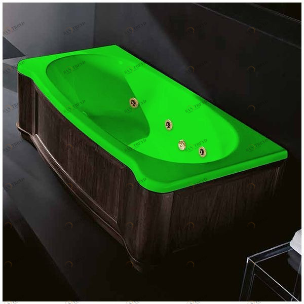 Ванна Gruppo treesse New Classic Young STX-V674B-SX-WV-ZEZ зелёная с золотой фурнитурой и гидромассажем и дезинфекцией прямоугольная левая деревянная панель венге STXV674BSXWVZEZ