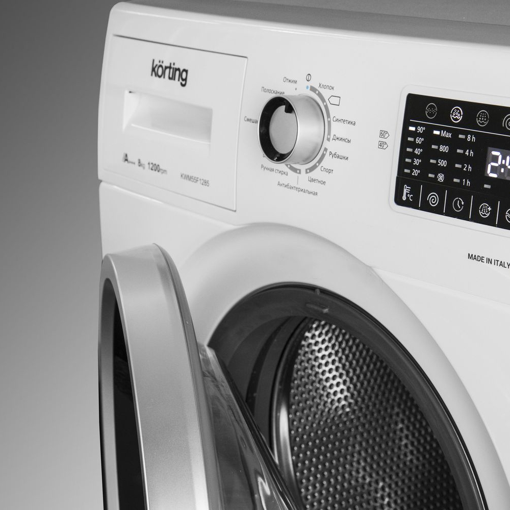 KWM 55F1285 Полноразмерные стиральные машины / 850х595х550, фронтальная загрузка, 8 кг, 1200 об/мин, сенсорное управление, led индикация настроек и этапов выполнения программы, цифровой дисплей с индикацией продолжительности программы, отложенный старт, а Santreyd  - Вид №2