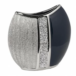 Ваза керамическая синяя с серебром 22 см GARDA DECOR - 00-3886415 Серебро;синий