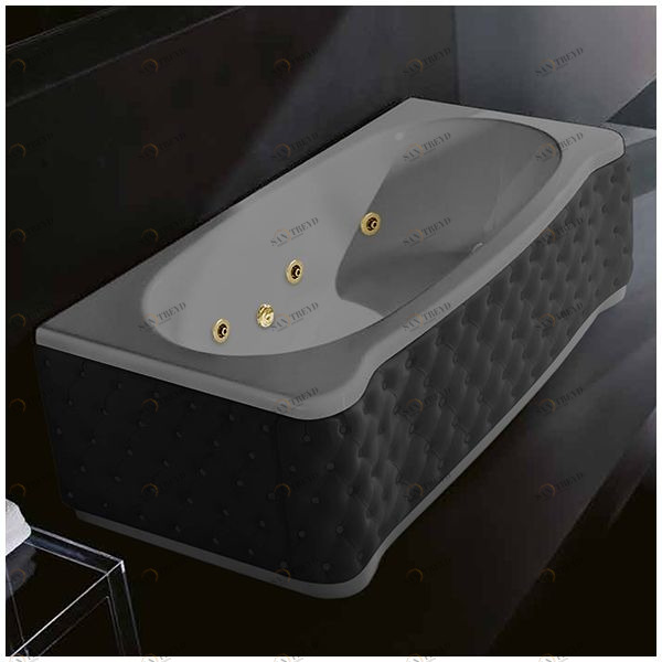 Ванна Gruppo treesse New Classic Young STD-V6747-DX-KC-SEZ серая с золотой фурнитурой и гидромассажем прямоугольная правая чёрная кожа STDV6747DXKCSEZ