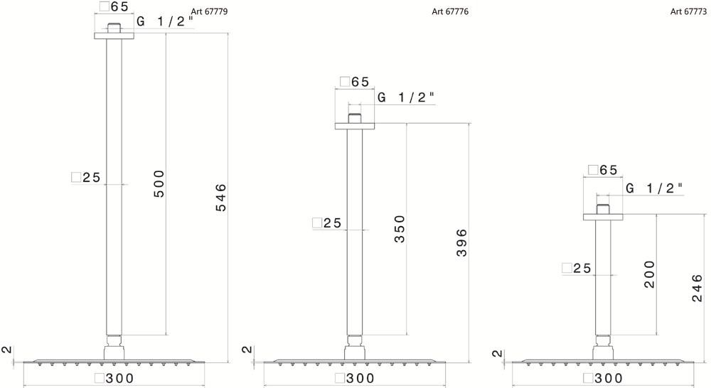 newform Потолочная лейка душа с кронштейном Head showers 67773 - Вид №1
