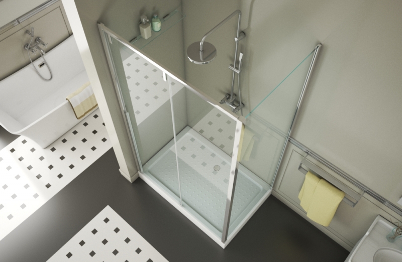 Душевое ограждение с одной раздвижной дверью SLIM LINE BS120.3104A bravat  - Вид №1