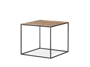 Низкий прямоугольный журнальный столик из стали и дерева