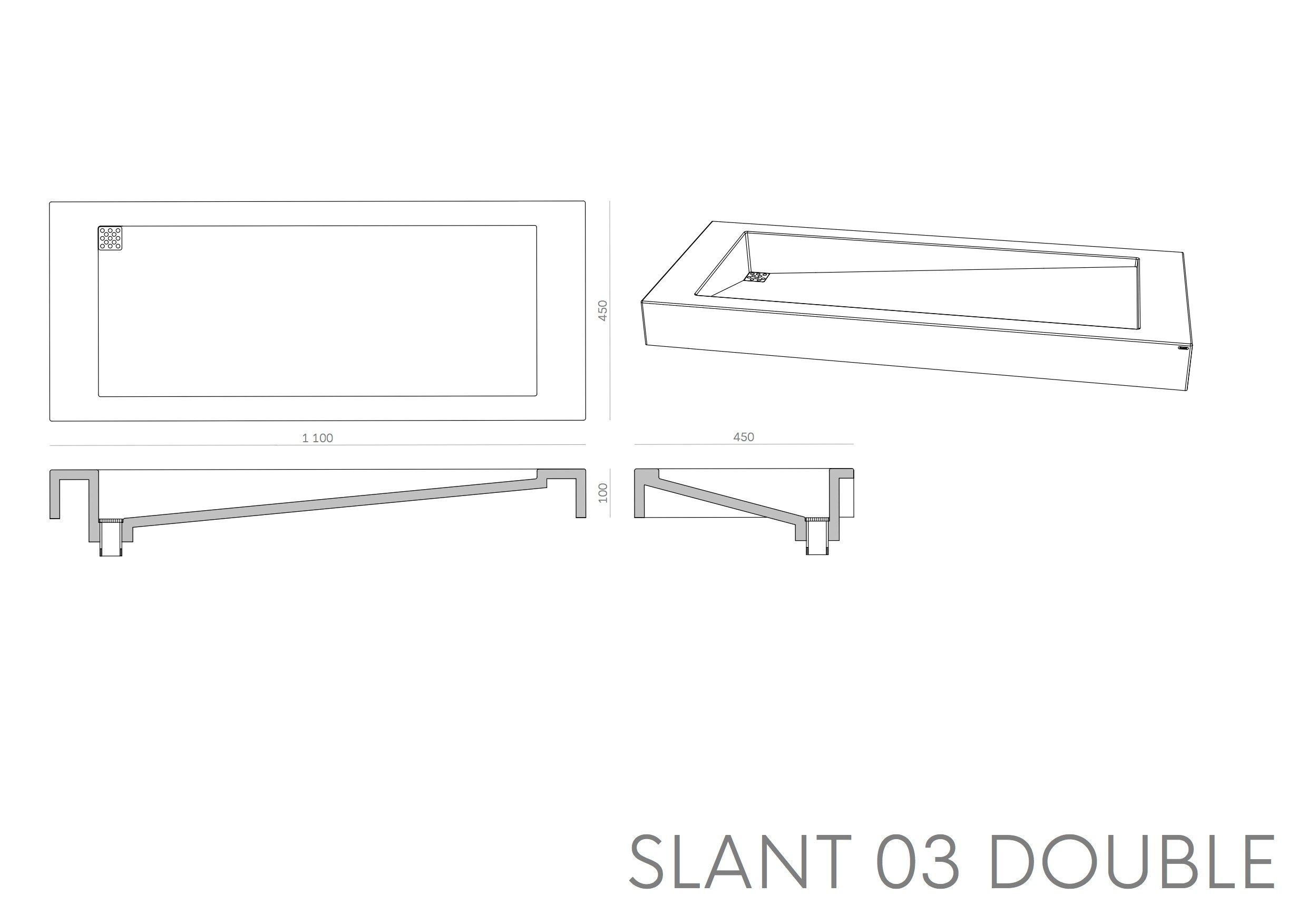 Прямоугольная бетонная подвесная раковина Gravelli SLANT 03 DOUBLE ARCH-00142547 - Вид №5